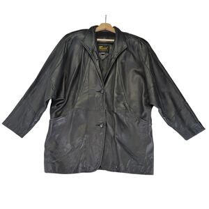 Reed Black Leather Jacket Vintage Made in‎ USA Women's Size Medium Button Front
